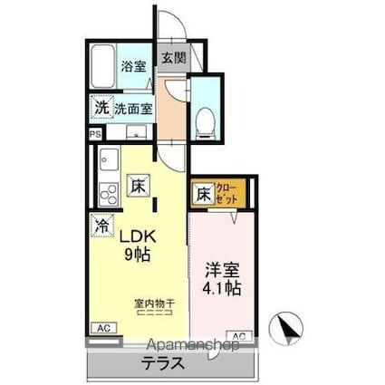 Ｄ－ｒｏｏｍ甲州街道[1LDK/33.08m2]の間取図