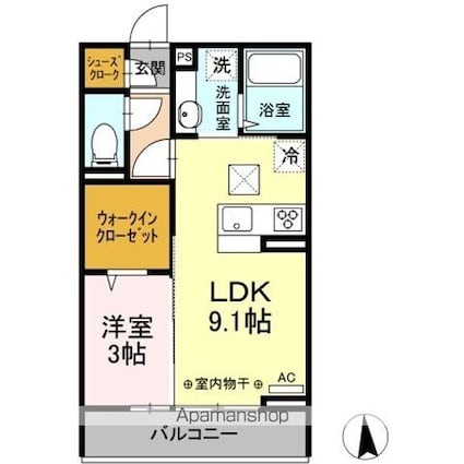 ハイム・プラージュ[1LDK/33.39m2]の間取図