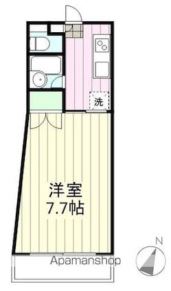 第三レジュエール[1K/22.72m2]の間取図