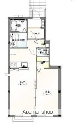 シャルム旭[1LDK/43.77m2]の間取図