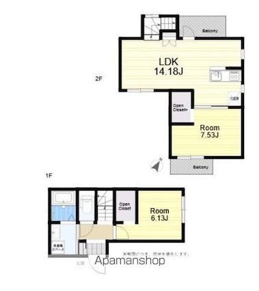 東京都世田谷区千歳台５丁目[2LDK/59.61m2]の間取図