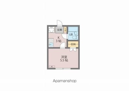 ヴィラ下北沢Ｂ棟[1K/16.49m2]の間取図