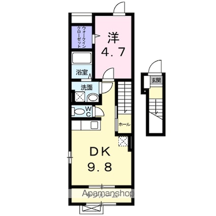 イーストガーデン[1DK/40.39m2]の間取図