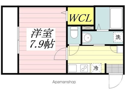 東京都昭島市中神町[1K/28.41m2]の間取図