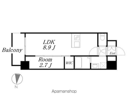 メイクスアート名駅南Ⅳ[1LDK/29.91m2]の間取図