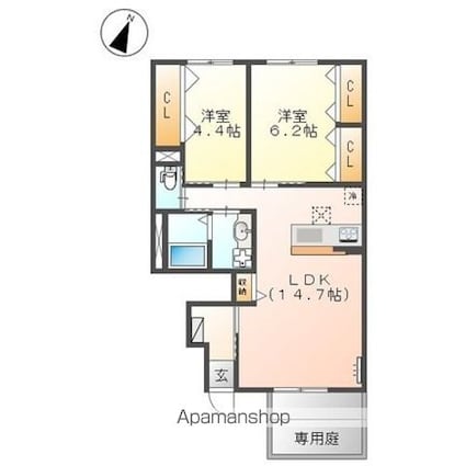 アルページュ[2LDK/59.03m2]の間取図