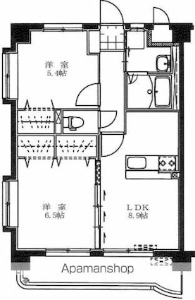 アンソレイエＢ[2LDK/50.02m2]の間取図