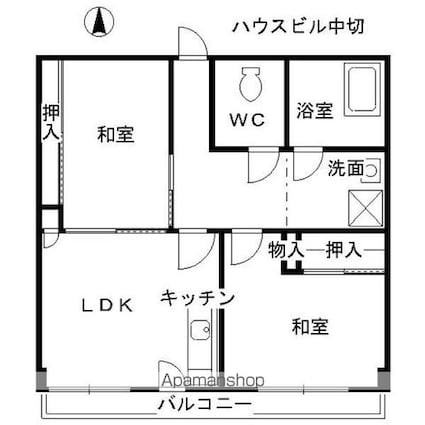 ハウスビル中切[2LDK/52.99m2]の間取図