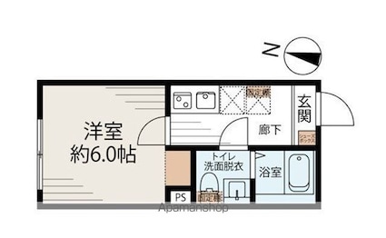 東京都中野区若宮１丁目[1K/20.01m2]の間取図