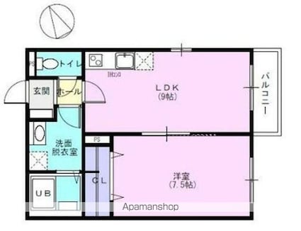 アルプス[1LDK/39.74m2]の間取図