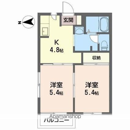 カーサ・デ・フロール[2K/35m2]の間取図