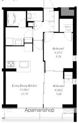 東京都杉並区高円寺南５丁目[2LDK/52.6m2]の間取図
