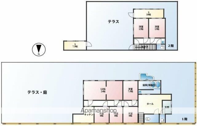 箱根登山ケーブル線 中強羅駅 徒歩76分 2階建 築57年の間取り写真