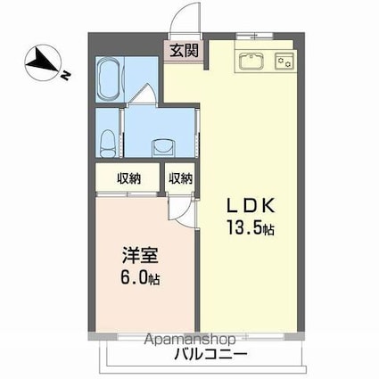広島県広島市南区東雲２丁目[1LDK/41.36m2]の間取図
