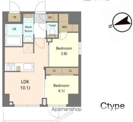 ＳーＲＥＳＩＤＥＮＣＥ浅草ｃｌａｒｉｔｙ[2LDK/43.4m2]の間取図