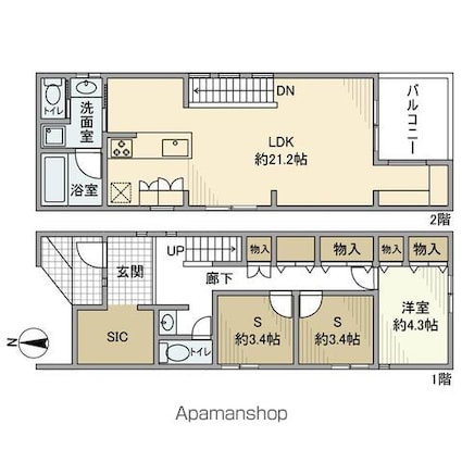 給田戸建[1SLDK/91.39m2]の間取図