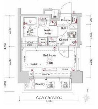 ＯＭＮＩＡ横濱阪東橋[1K/20.14m2]の間取図