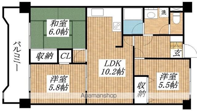 昭島市玉川町のマンションの間取り