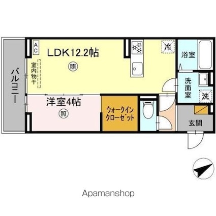 ハニー[1LDK/41.85m2]の間取図