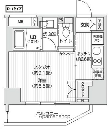 レジディア笹塚Ⅱ[1K/24.11m2]の間取図
