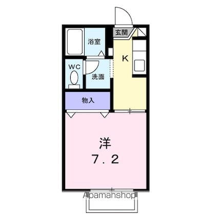 アヴニール西仙北[1K/24.5m2]の間取図