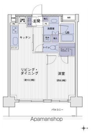 エスティメゾン大島[1LDK/44.56m2]の間取図