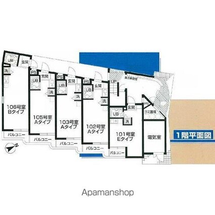 プレール中野Ⅱ[1R/20.65m2]の配置図