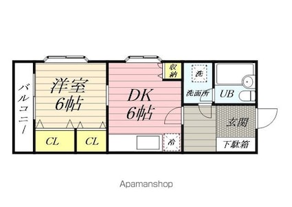 フジビュー矢向[1DK/36.62m2]の間取図