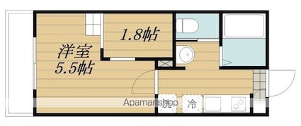 バチュラー立川[1K/22.53m2]の間取図