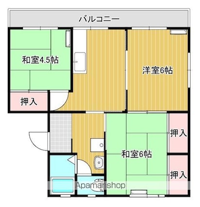 サンリッチ新橋[3K/53.43m2]の間取図