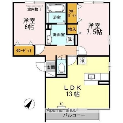 オッツ春日[2LDK/63.01m2]の間取図