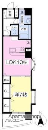 アリスト・インターシティー[1LDK/42m2]の間取図