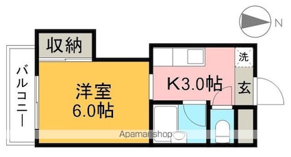 コーポ舟入川[1K/22m2]の間取図