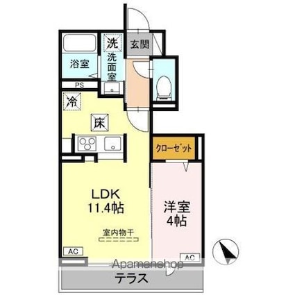 Ｄ－ｒｏｏｍ甲州街道[1LDK/36.66m2]の間取図