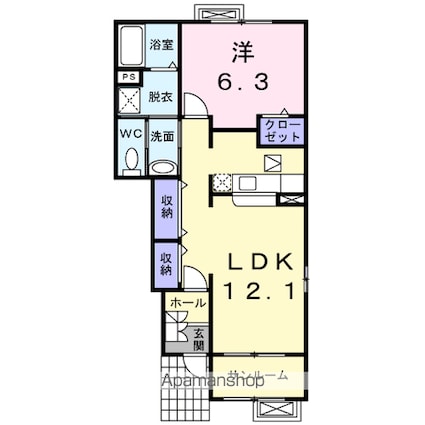 クローバーⅠ[1LDK/48.58m2]の間取図