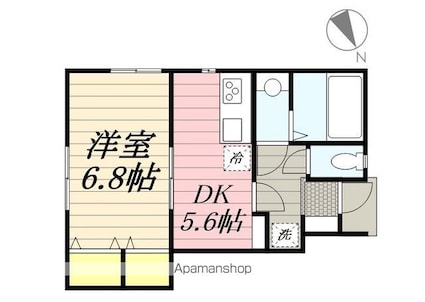 ナリトモ仁戸名Ｄ[1DK/33.8m2]の間取図