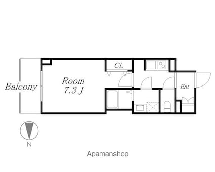 Ｓ－ＲＥＳＩＤＥＮＣＥ庄内通駅前ｃｕｒｅｒｅ（クラーレ）[1K/23.9m2]の間取図