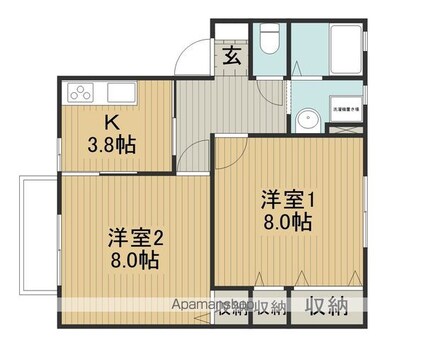 ロイヤルガーデン白狐Ａ棟[2K/48.85m2]の間取図