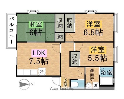 クレールめじろ台[3DK/57.55m2]の間取図