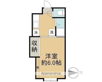 カルチェラタン・アパートメント[1K/20m2]の間取図