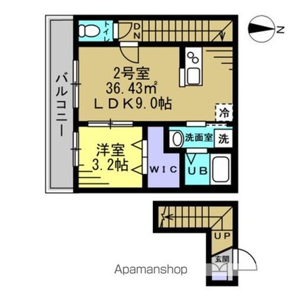 チェリーブルーム豊四季[1LDK/36.43m2]の間取図