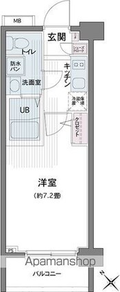 エコロジー都立大学レジデンス[1K/22.04m2]の間取図