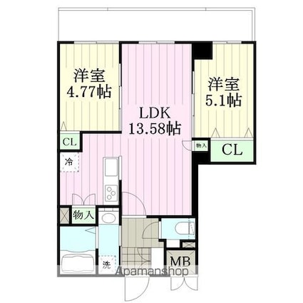 Ｍ－ＦＬＡＴ中田[2LDK/54.21m2]の間取図