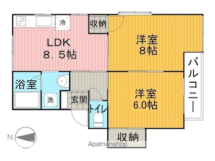 ラプラスプリティ[2DK/49.5m2]の間取図