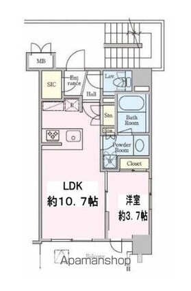 クレストコート押上[1LDK/36.47m2]の間取図