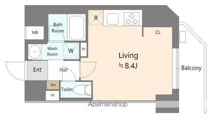 Ａｌｉｖｉｓ本郷三丁目[1R/25.22m2]の間取図