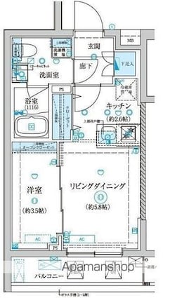 ベルシード王子神谷[1LDK/29.7m2]の間取図