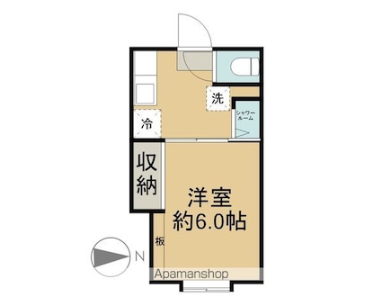 カルチェラタン・アパートメント[1K/19m2]の間取図