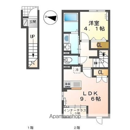 オキグレイス[1LDK/42.64m2]の間取図