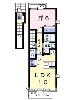 フルール　Ａ[1LDK/42.37m2]の間取図